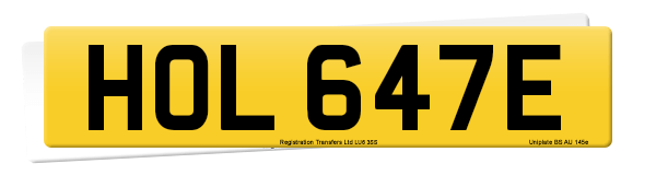 Registration number HOL 647E